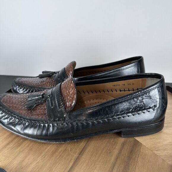Florsheim Woven Black Brown Square Toe Dress Shoe 13D 18212-16 Tassles main image 15